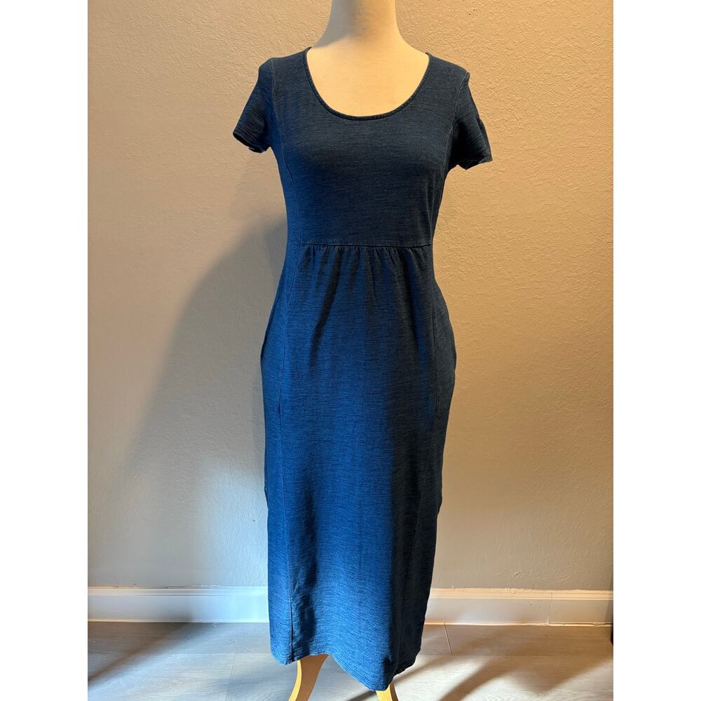 J JILL PURE JILL INDIGO Midi T-Shirt Dress Indigo SzSX Relaxed Beach Minimalist